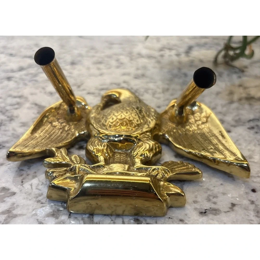 Vintage Solid Brass Eagle Pen Holder Desk‎  American Patriotic Spread Wing